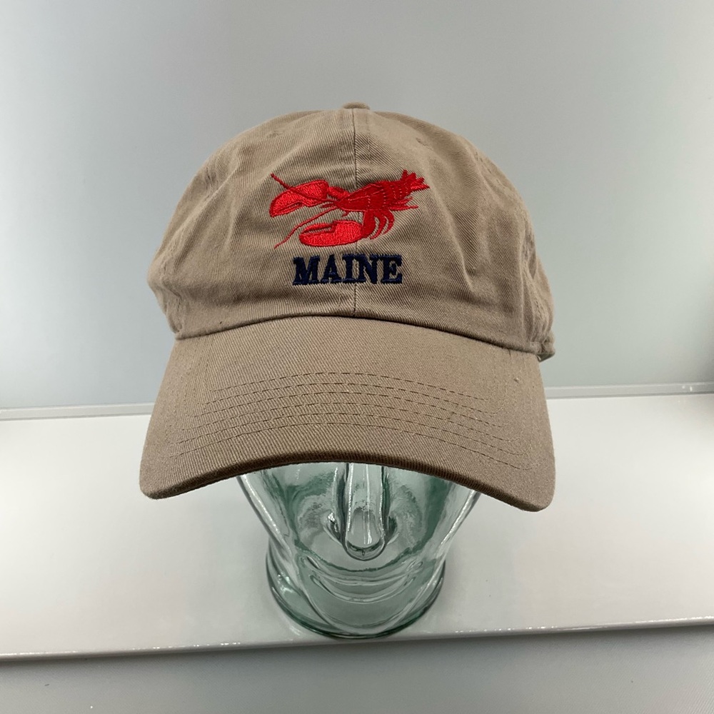 NEWHATTAN sz OS Maine Lobster Baseball Cap Embroidery Cotton Unisex Tan Red